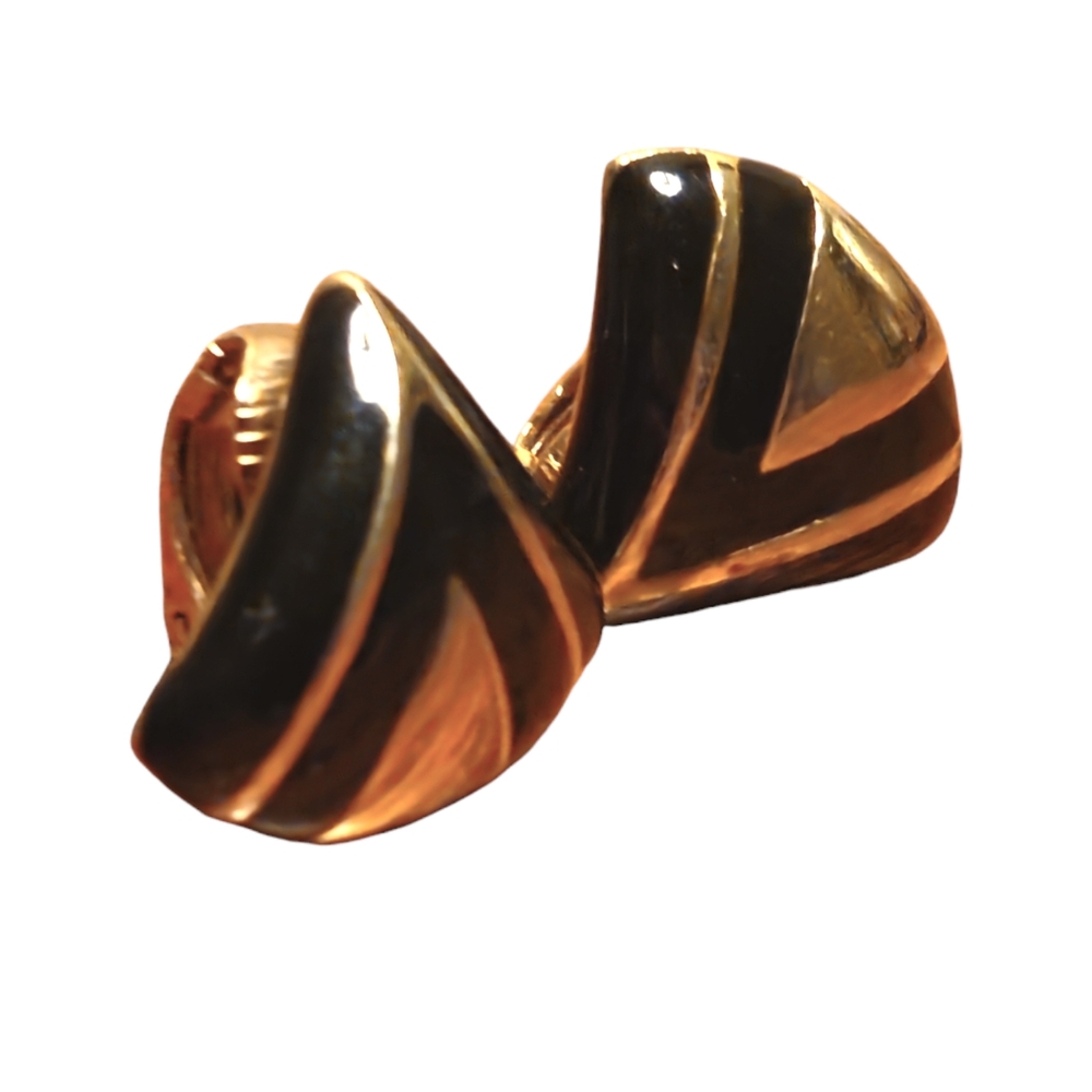 ๐ฅVintage Avon Gold and Black Triangle Clip On Earrings
